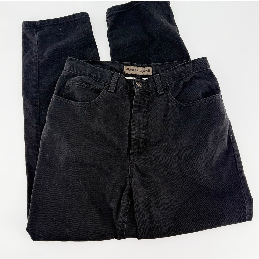 JONES JEANS Black High Rise Tapered Mom Jeans Size 8 Cotton